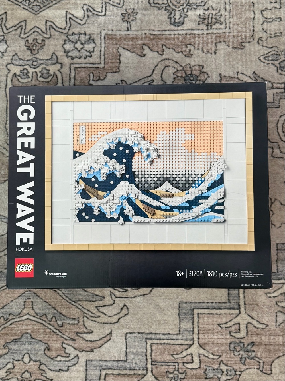 Lego The Great Wave Wall Art - Blue, White & Tan